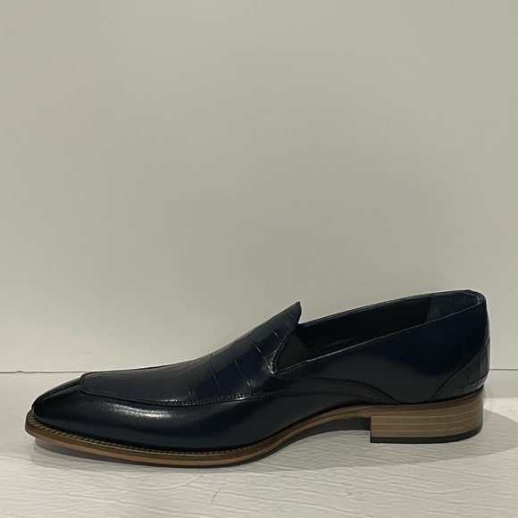 Duca shoes dressy Point Toe Atalian leather navy slip on - Picture 3 of 5